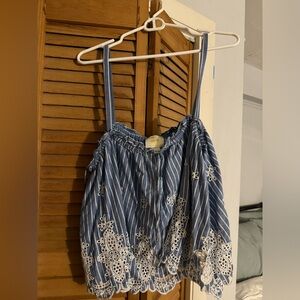 Maeve Blue and White Striped Tank Top